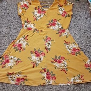 An peach dress w/floral print